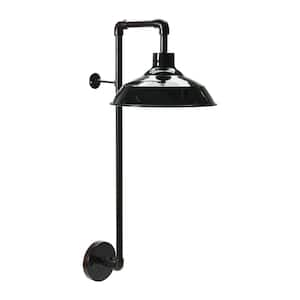 Black Metal Wall Sconce with Round Shade