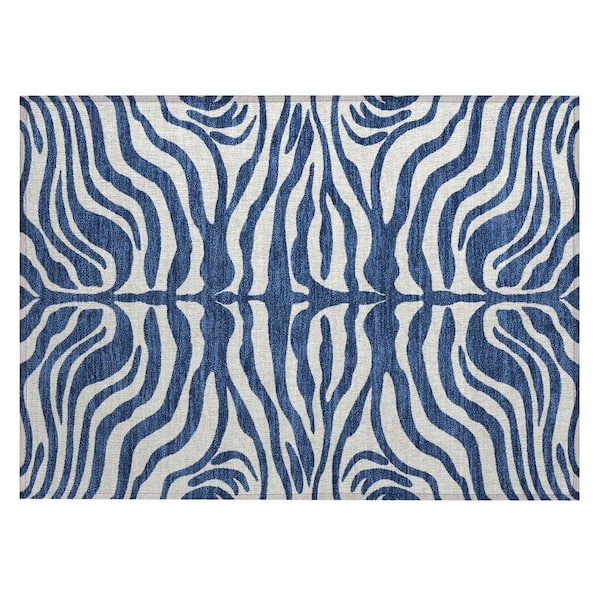 Chantille Machine Washable Indoor/Outdoor Abstract ACN1042 Navy 1 ft. 8 in. x 2 ft. 6 in. Area Rug