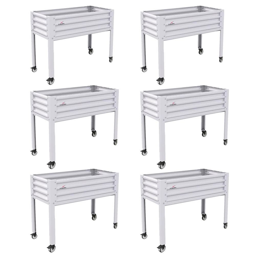 6-Set Galvanized Steel Raised Garden Bed 48 x 24 x 35 in. Elevated Planter 
