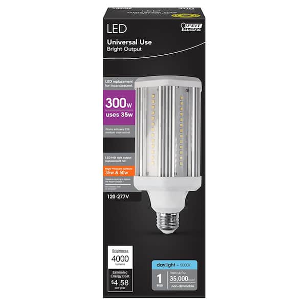 5000K 4-Pack Utility LED Light Bulb Feit Electric E26 E39 Mogul Daylight 