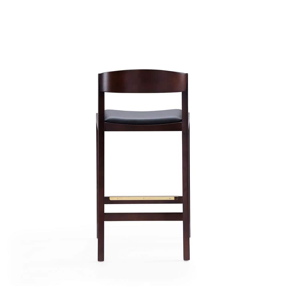 Manhattan Comfort Klismos 20" Black Leather Beech Wood Barstools - Set of 2