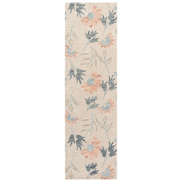 Jardin 2 ft. x 8 ft. Ivory/Gray Light Floral Runner Rug