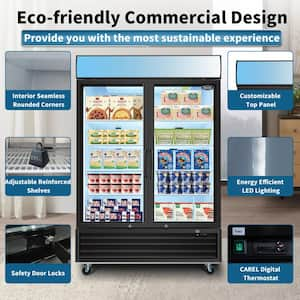 54 in. 44.7 Cu. Ft. Commercial Auto / Cycle Defrost Merchandiser Upright Freezer in Black with Glass Door and LED Panel