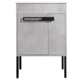 Cement 24 in. x 18.30 in. x 35 in. Freestanding Bathroom Vanity Gray with 1 White Sink without Mirror
