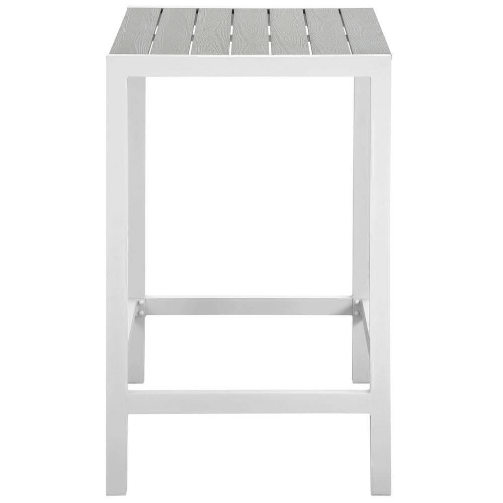 Maine White and Light Gray Aluminum Outdoor Bar Table