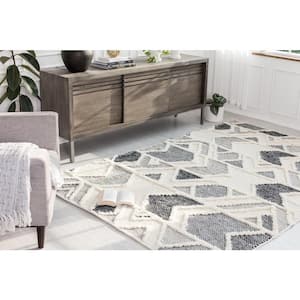 Slings and Arrows Ivory Gray and Blue 5 ft. x 8 ft. Area Rug