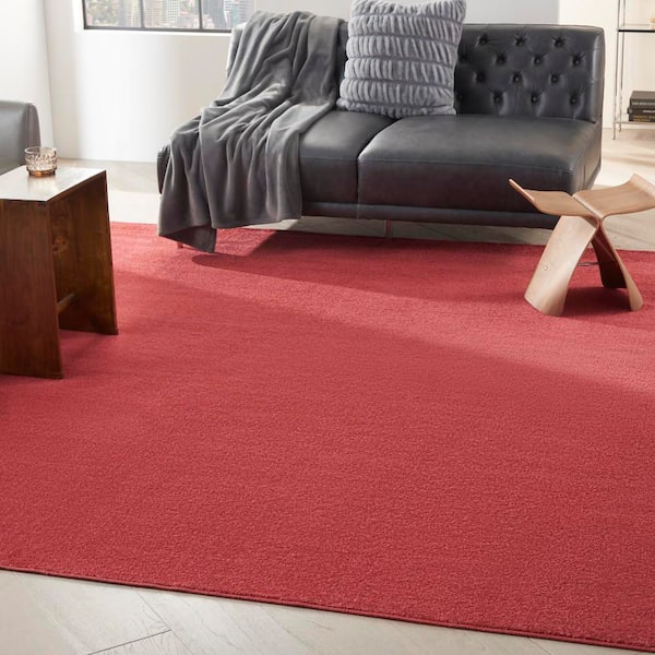 Essentials 9 ft. x 9ft. Brick Red Square Solid Indoor/Outdoor Patio Area Rug