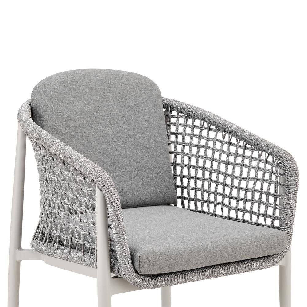 Rhodes Light Gray Aluminum Outdoor Dining Chair Set with Cushions
