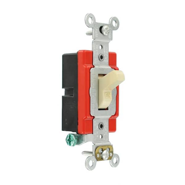 20 Amp Industrial Grade Heavy Duty Single-Pole Lighted Handle Toggle Switch, Ivory 1221-7LI