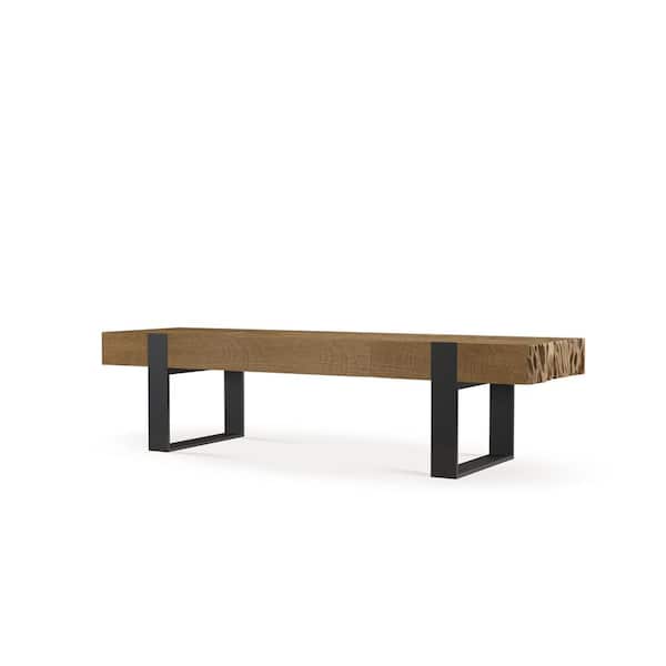 Kingsley 55 in. Brown/Black Large Rectangle Wood Coffee Table with Live Edge