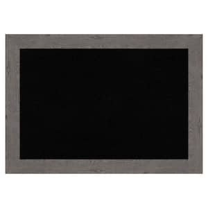 Rustic Plank Grey Narrow Framed Black Corkboard 27 in. x 19 in. Bulletine Board Memo Board
