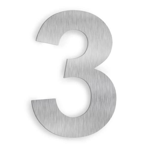 Barton 6 in. Satin Stainless Steel Floating House Number 3
