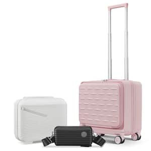 3-Piece Luggage Set 18 in. Carry On Luggage with Front Open Door andLaptop Interlayer Hard Shell Suitcase