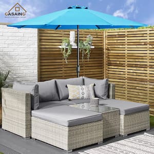 9 ft. Aluminum Market Tilt Patio Umbrella in Lake Blue