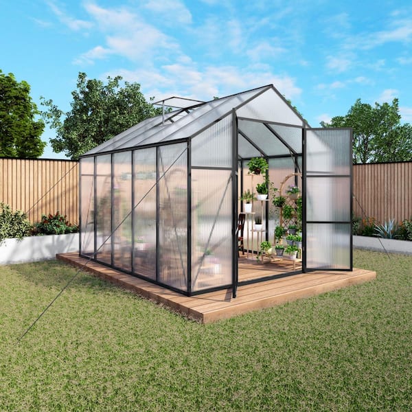 LATTOY 8 ft. x 10 ft. Aluminum Frame Greenhouse Polycarbonate