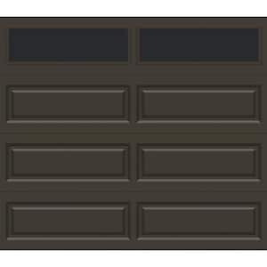 Classic Steel Long Panel 8 ft. x 7 ft. Insulated 18.4 R-Value Mocha Brown Garage Door with windows