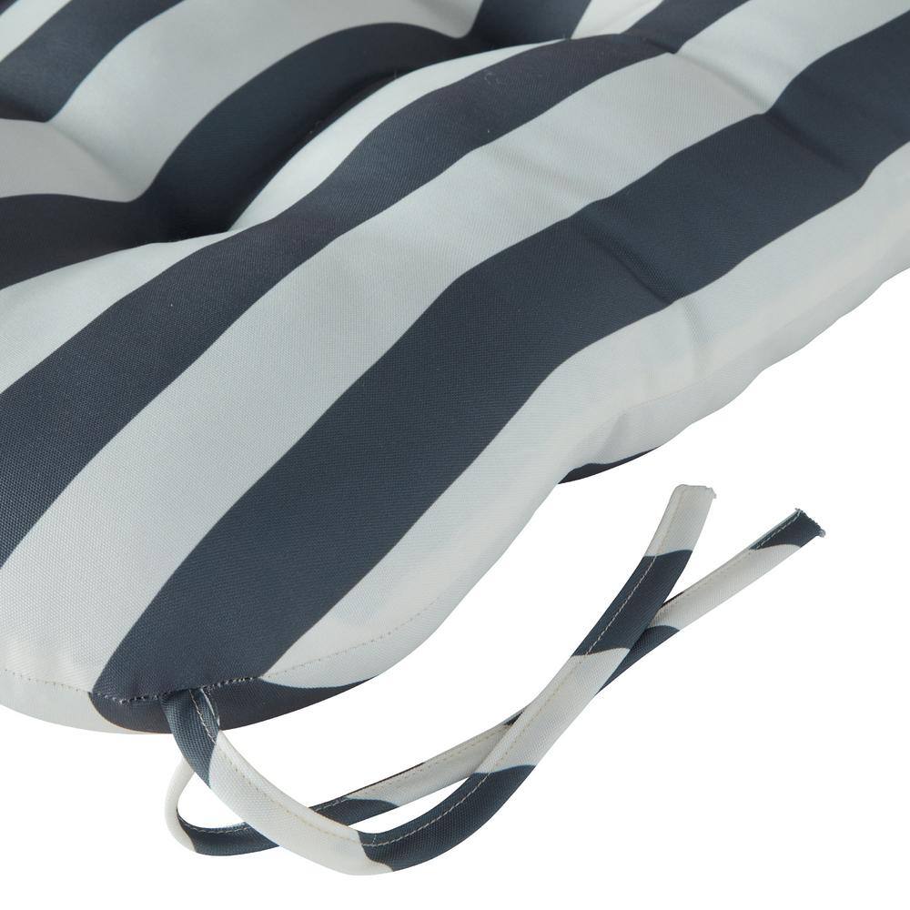 Canopy Stripe Gray 20" Square Outdoor Dining Seat Cushion
