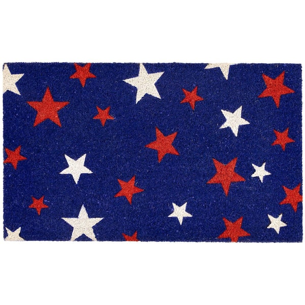 Blue Coir Red and White Stars Americana Outdoor Doormat 18" x 30"