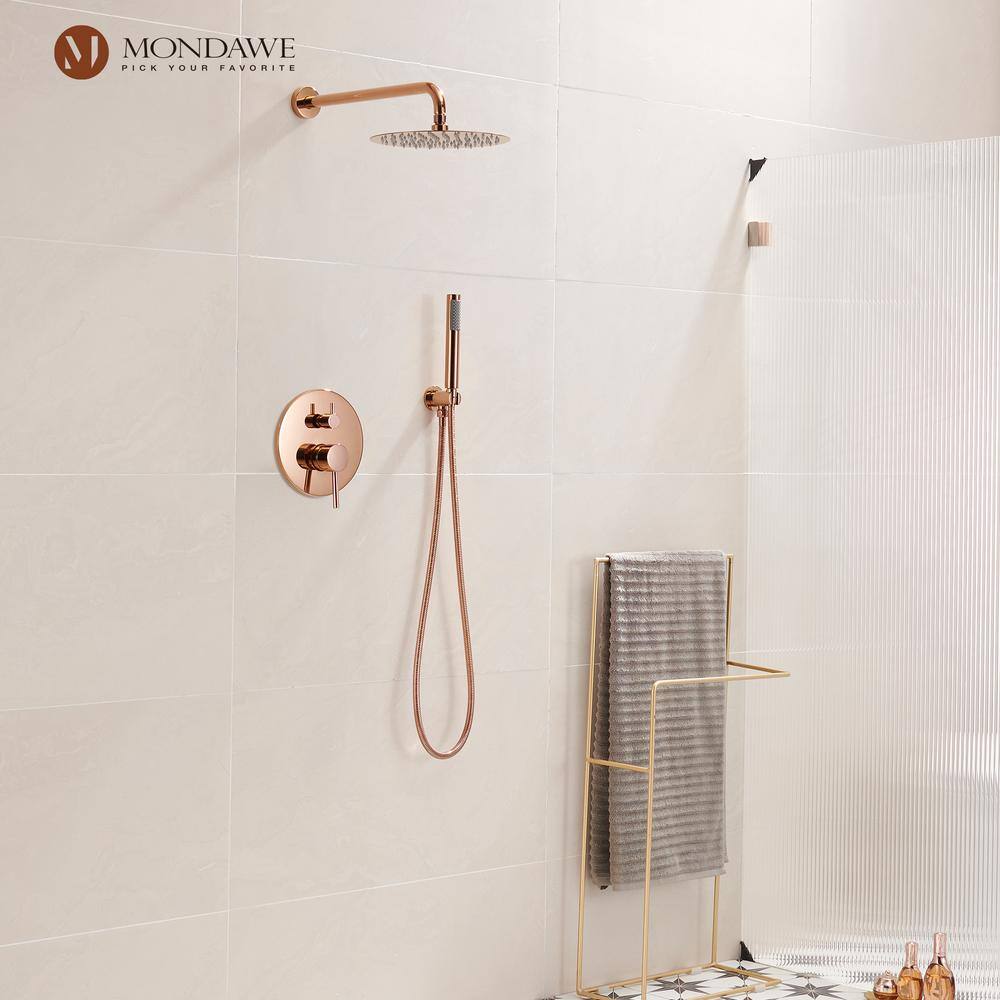 Rose Gold Wall Mounted Rain Shower System with Handheld