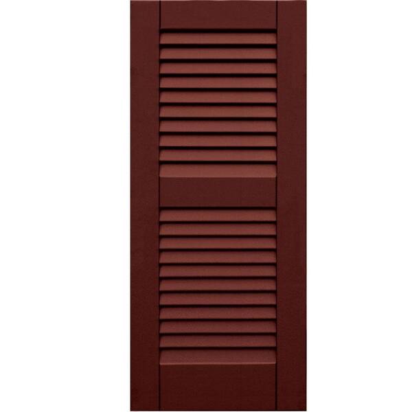 Winworks Wood Composite 15 in. x 35 in. Louvered Shutters Pair #650 Board and Batten Red