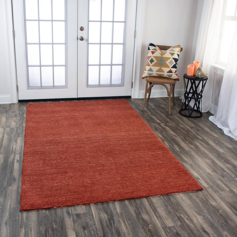 Luna Red Hand-Tufted Synthetic Rectangular Area Rug