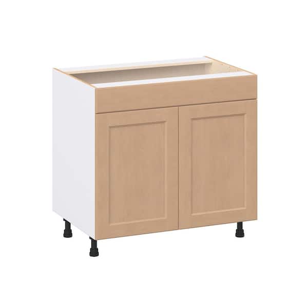 Lakewood 36 in. W x 24.5 in. D x 34.5 in. H Shaker Assembled Sink Base Kitchen Cabinet in Sugar Cookie
