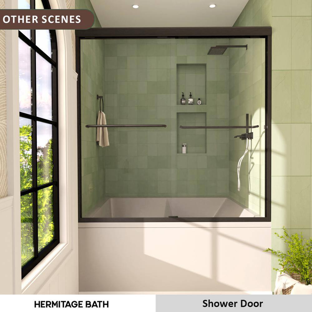 Nepti Matte Black Semi-Frameless Sliding Shower Door with Clear Glass