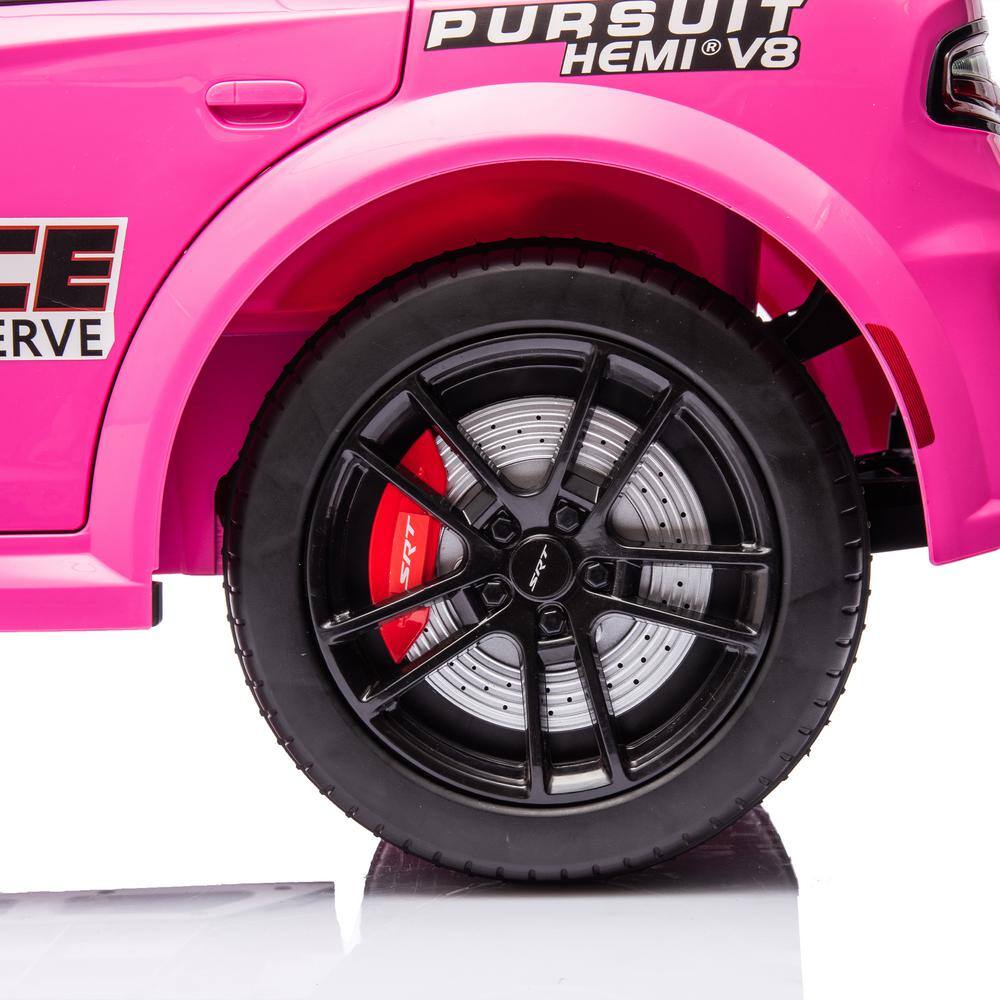 Pink 12V Dodge Kids Ride-On Police Car with Remote Control