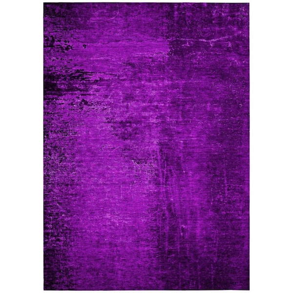 Purple 9 ft. x 12 ft. Woven Abstract Polyester Rectangle Indoor / Outdoor Area Rug