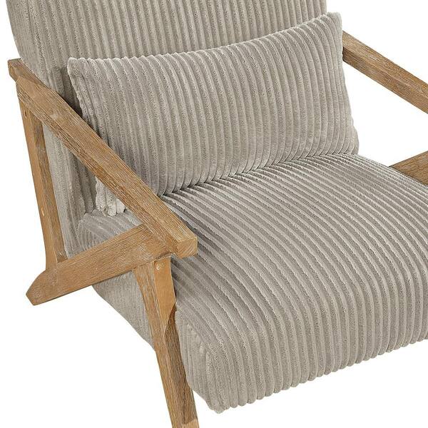 Lazzara Lennox Taupe Corduroy Upholstery Solid Wood Frame Accent