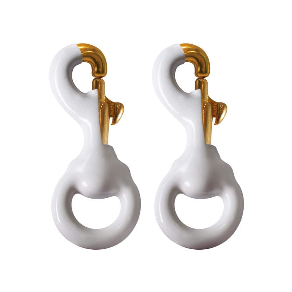 White Rubber Coated Brass Snap Hook Heavy Duty Flag Pole Halyard Clip 3.3 in. Weather Resistant 2-Pack price history on PriceWatchPro