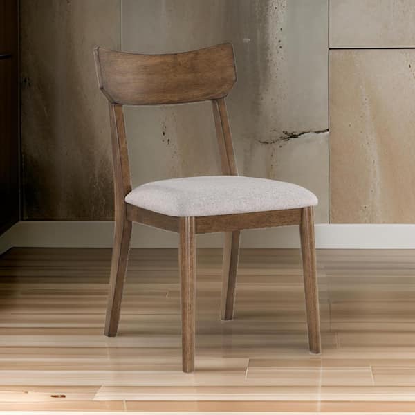 Brown and Beige Fabric Side Chair with Plush Seat Cushions (Set of 4)