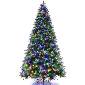 9 ft. Pre-Lit Artificial Christmas Tree Hinged Xmas Tree with 11 Flash Modes
