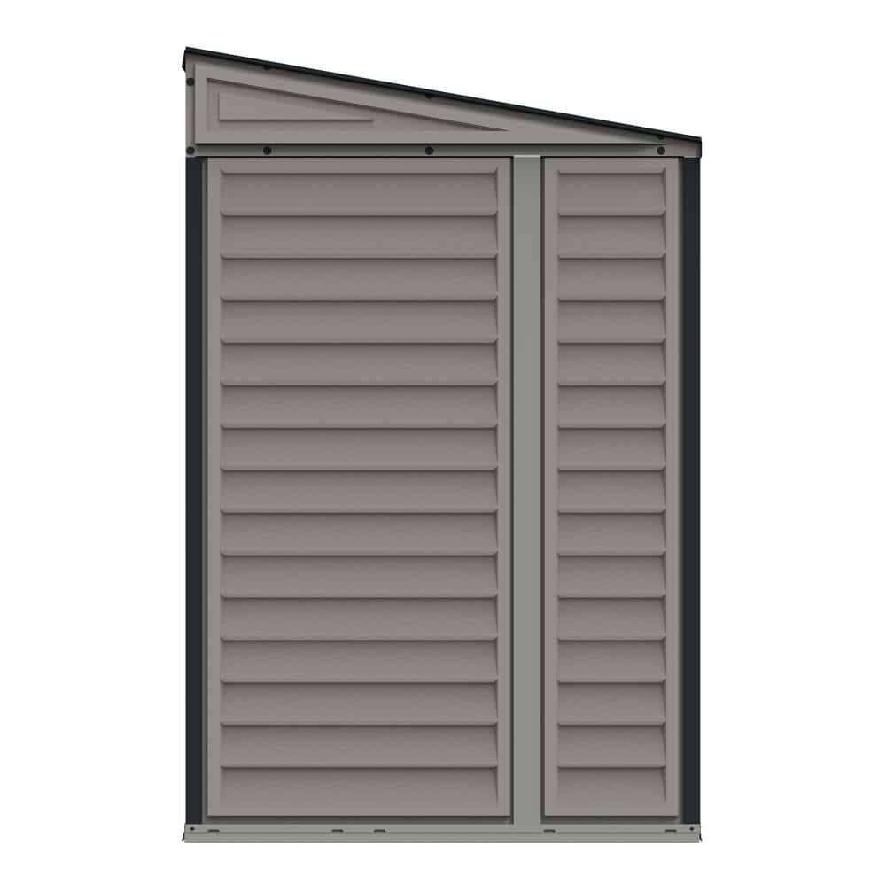 Durable Gray Vinyl Lean-To Storage Shed with Shelving Kit