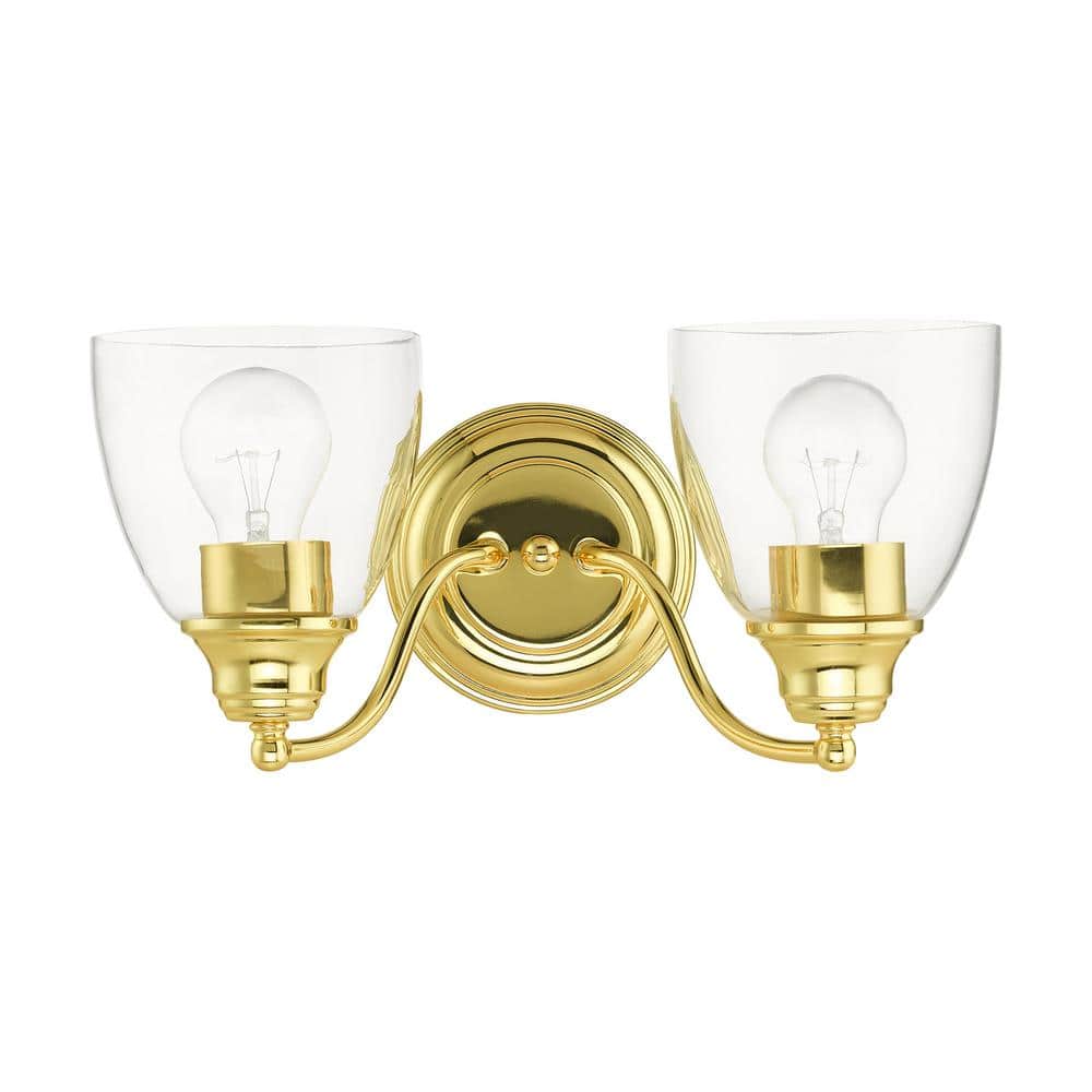 Montgomery Polished Brass 2-Light Vanity Sconce with Hand-Blown Glass