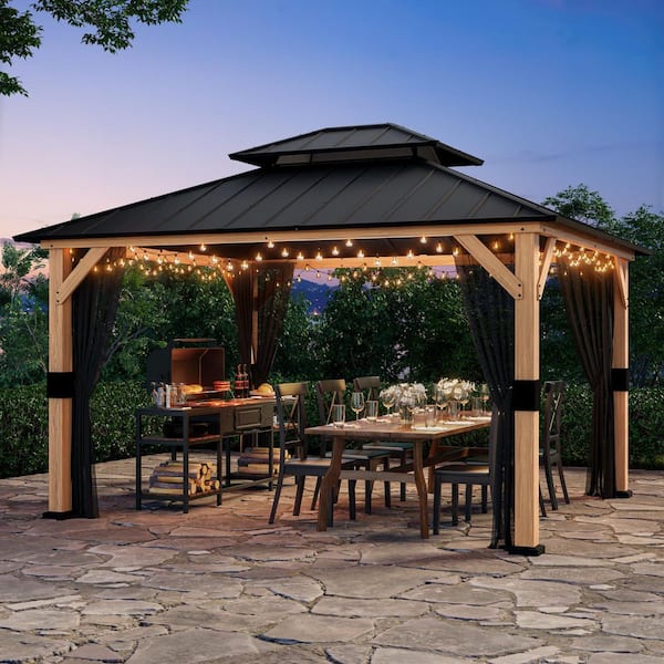 MeetLeisure 11 ft. x 13 ft. Outdoor Patio Wood Framed Gazebo with