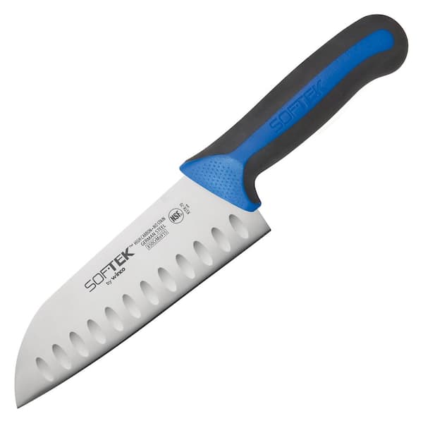 Winco 7 in. High-Carbon Steel Full Tang Santoku Knife with Soft Grip Handle