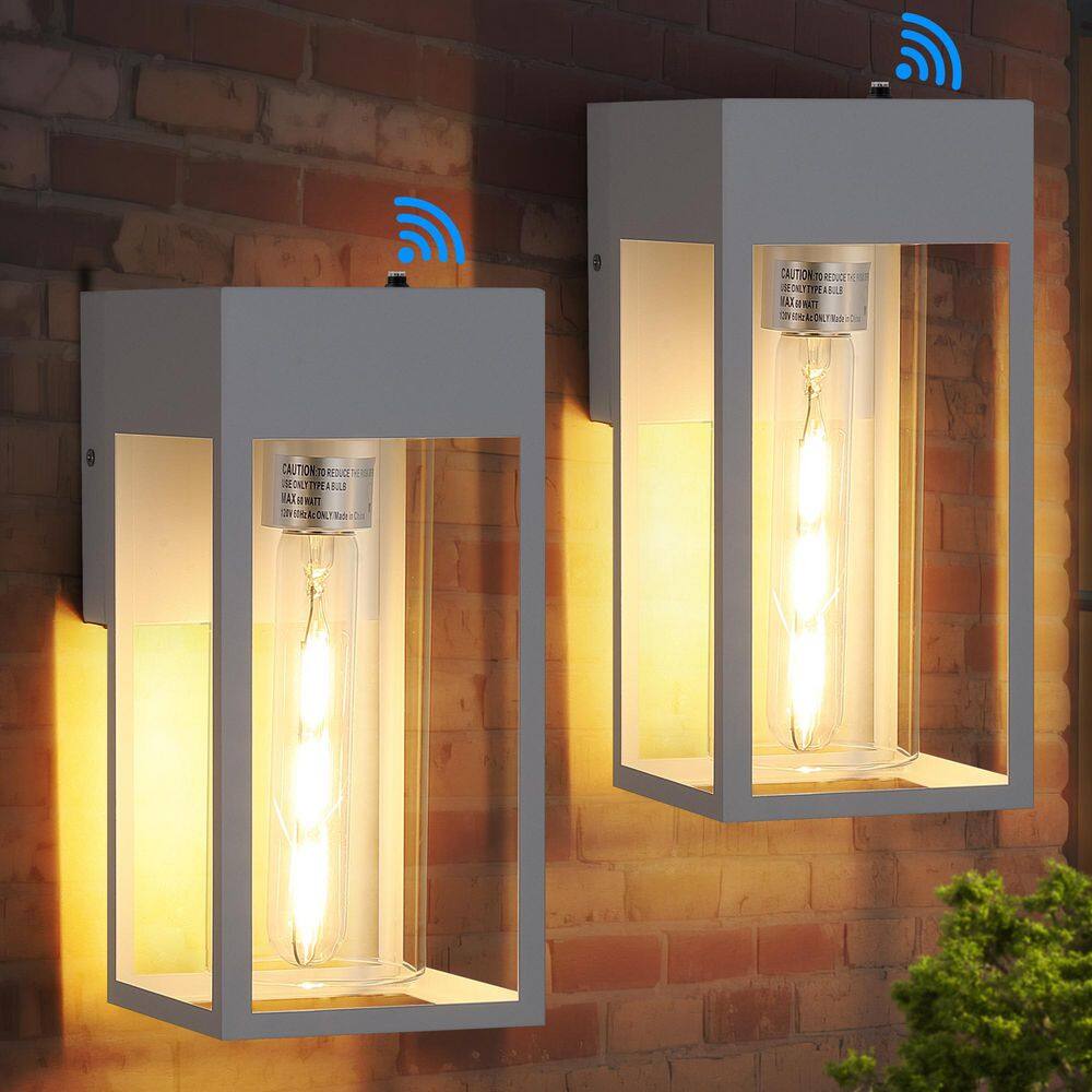 1-Light White Dusk to Dawn Hardwired Outdoor Wall Lantern Sconce with Clear Glass(2-Pack) price history on PriceWatchPro