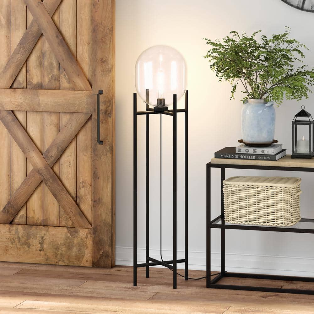 Edison Blackened Bronze Smart Floor Lamp with Glass Shade