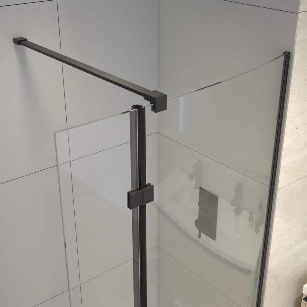 60'' Black Framed Glass Shower Enclosure with Acrylic Base