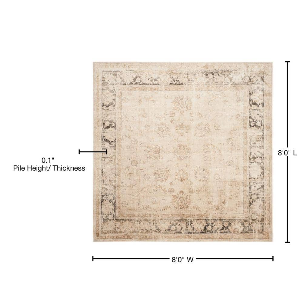 Vintage Stone 8' x 8' Square Viscose Area Rug