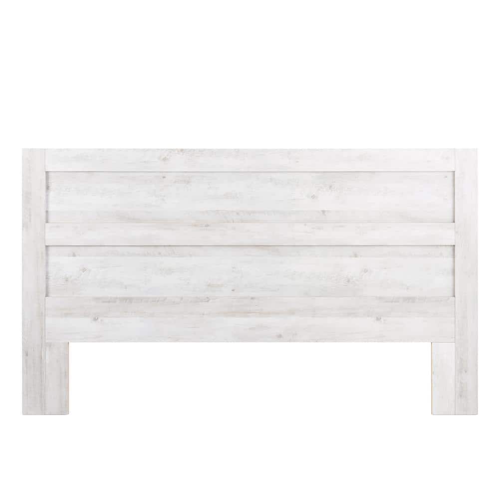 King Whitewash Rustic Wood Panel Headboard