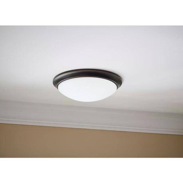 2-Light Oil Rubbed Bronze Flushmount with Frosted Glass Shade Hampton Bay 13 in 