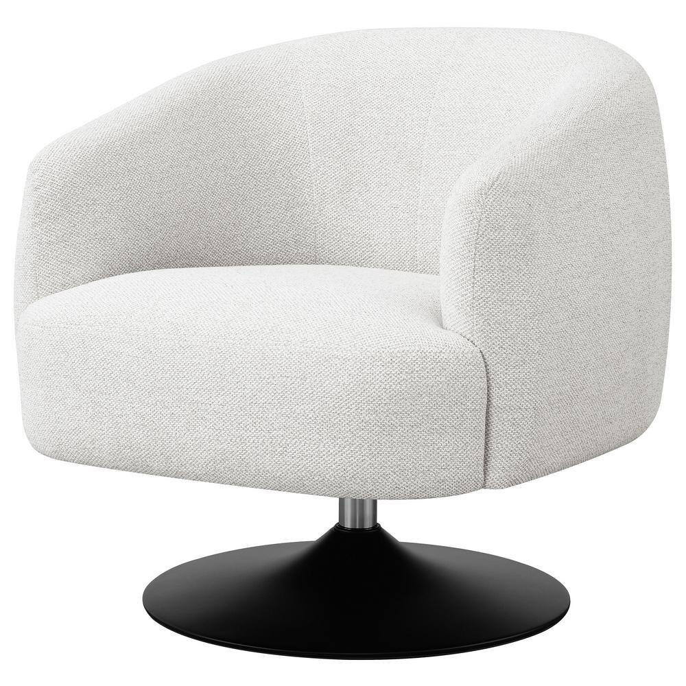 Beige Barrel Swivel Accent Chair with Metal Pedestal Base