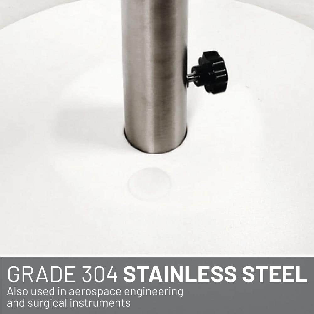 White High-Density Polyethylene Wheeled Umbrella Base with Stainless Steel Stem