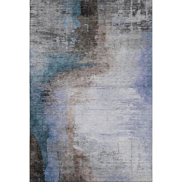 Mayfield Premium Machine Washable Abstract AMF2041 Brown 9 ft. x 12 ft. Area Rug