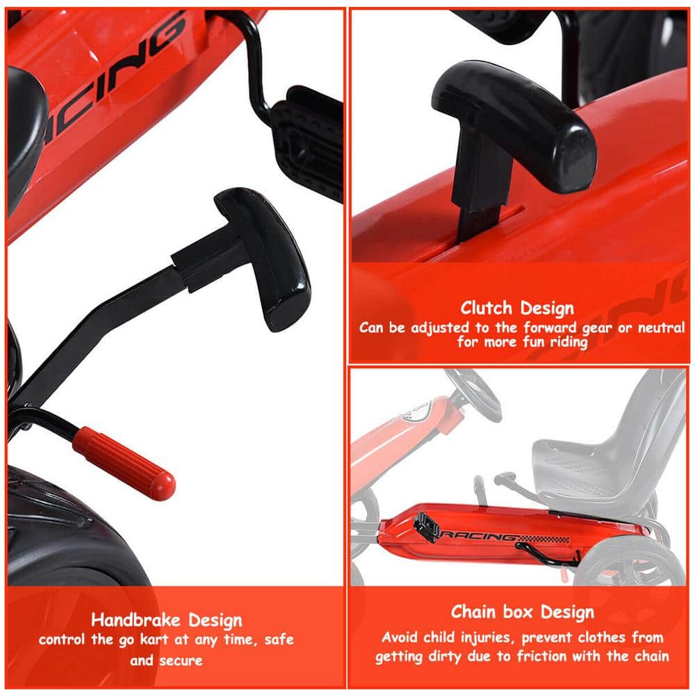 Red Adjustable Pedal Go Kart with EVA Wheels
