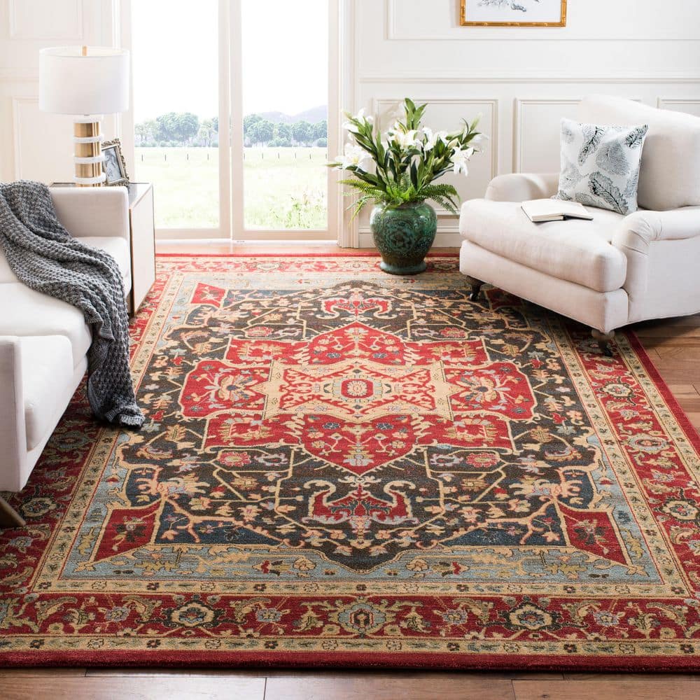Mahal 8 ft. x 10 ft. Red Border Ornate Area Rug price history on PriceWatchPro