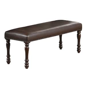 16 in. Brown Backless Bedroom Bench with Turned Legs