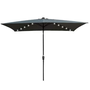 6.5 ft. x 10 ft. Steel Market Solar Tilt Patio Umbrella in Anthracite with LED Light